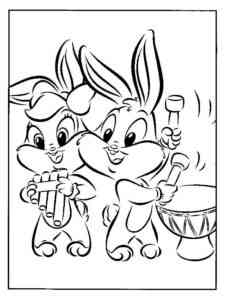 Babies Lola Bunny and Bugs Bunny coloring page