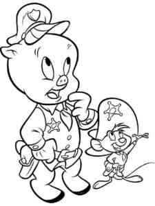 Babies Porky Pig and Speedy Gonzales coloring page