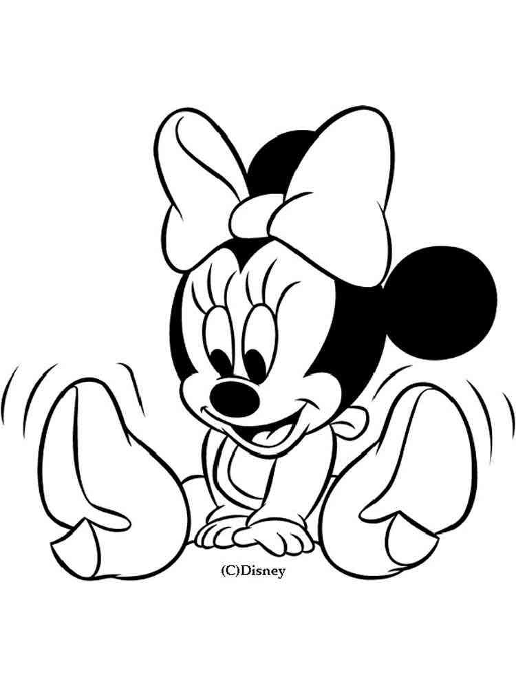 Baby Minnie Mouse in shoes coloring page
