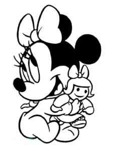 Baby Minnie Mouse with doll coloring page