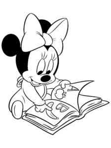 Baby Minnie Mouse with book coloring page