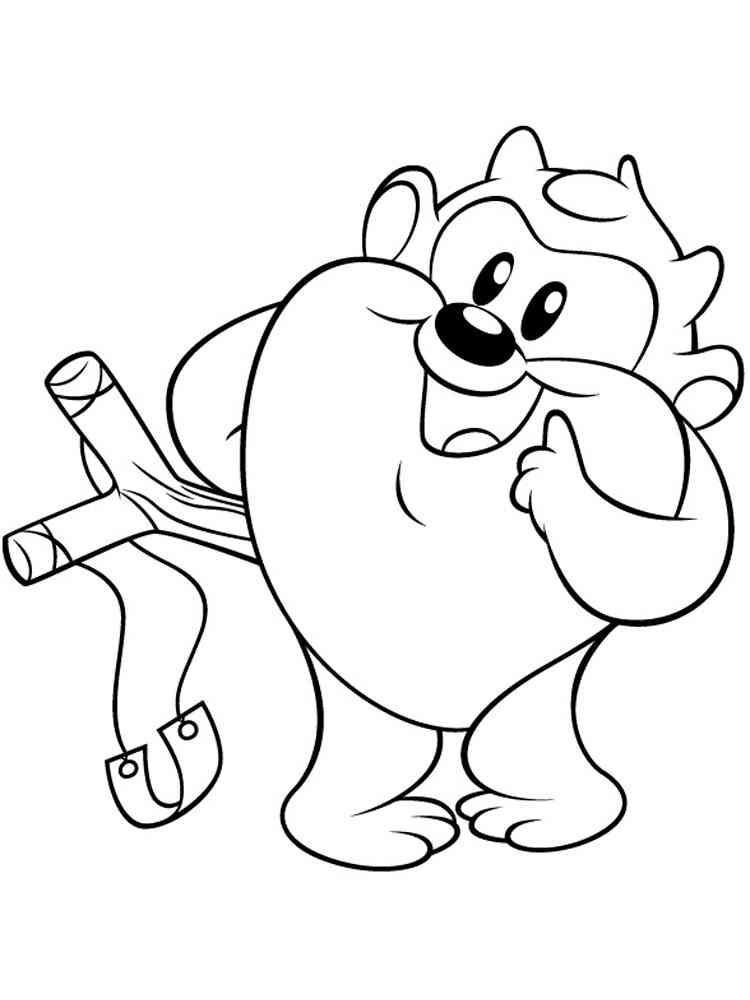Baby Taz with slingshot coloring page