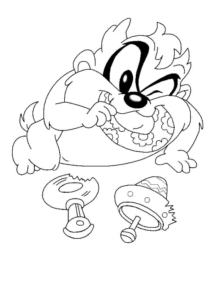 Baby Taz with toys coloring page