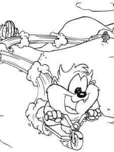 Baby Taz on a scooter coloring page