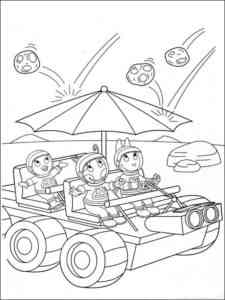 Austin, Pablo and Uniqua on the Lunar Rover coloring page