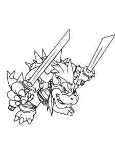 Bowser with swords coloring page