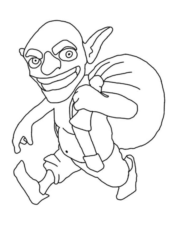 Goblin with bag Clash Royale coloring page