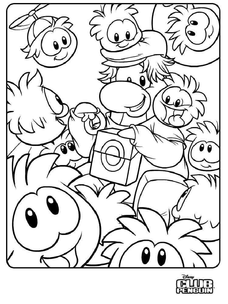 Penguin and Puffles Club Penguin coloring page