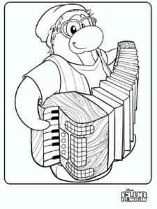 Penguin plays accordion Club Penguin coloring page
