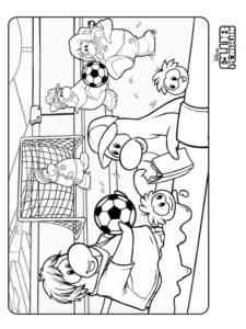 Penguins play soccer Club Penguin coloring page