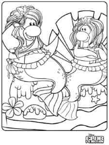 Mermaids CeCe and Rocky Club Penguin coloring page