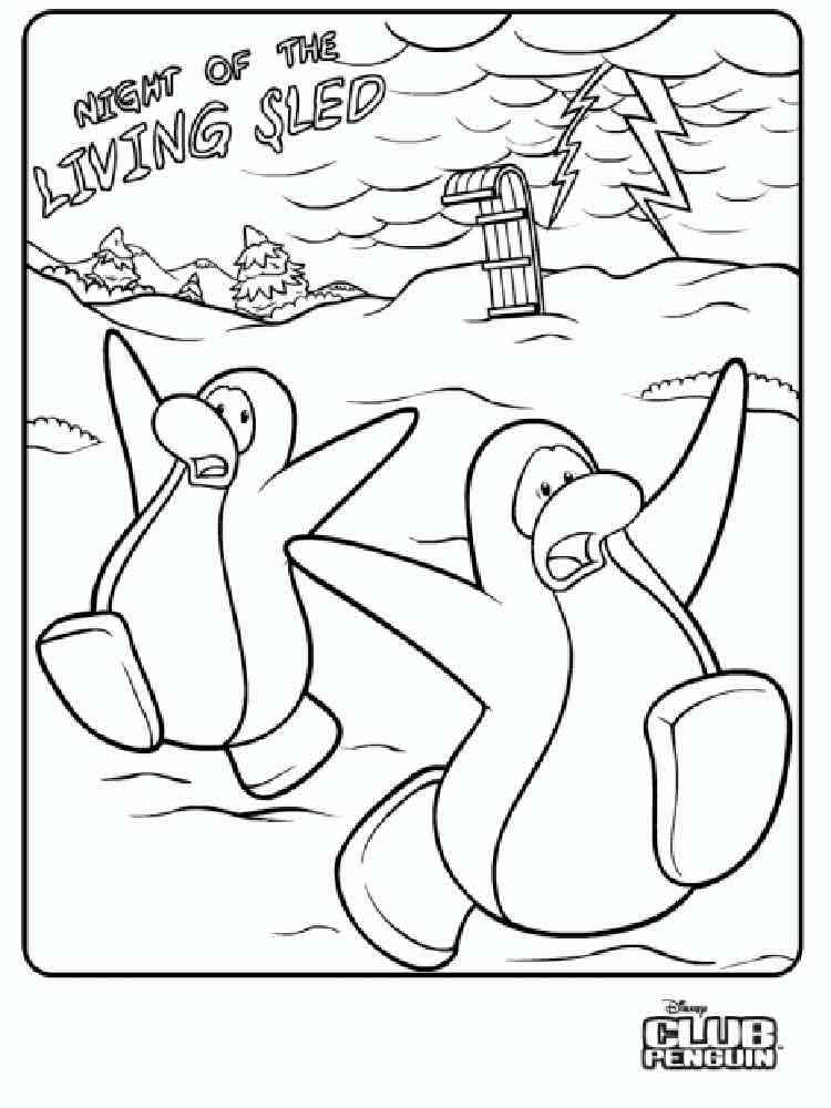 Scared Penguins Club Penguin coloring page