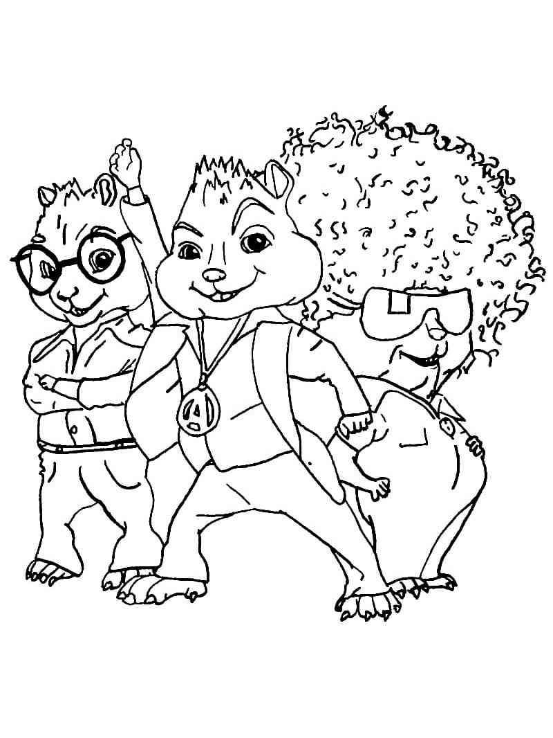 Alvin and the Chipmunks rock stars coloring page