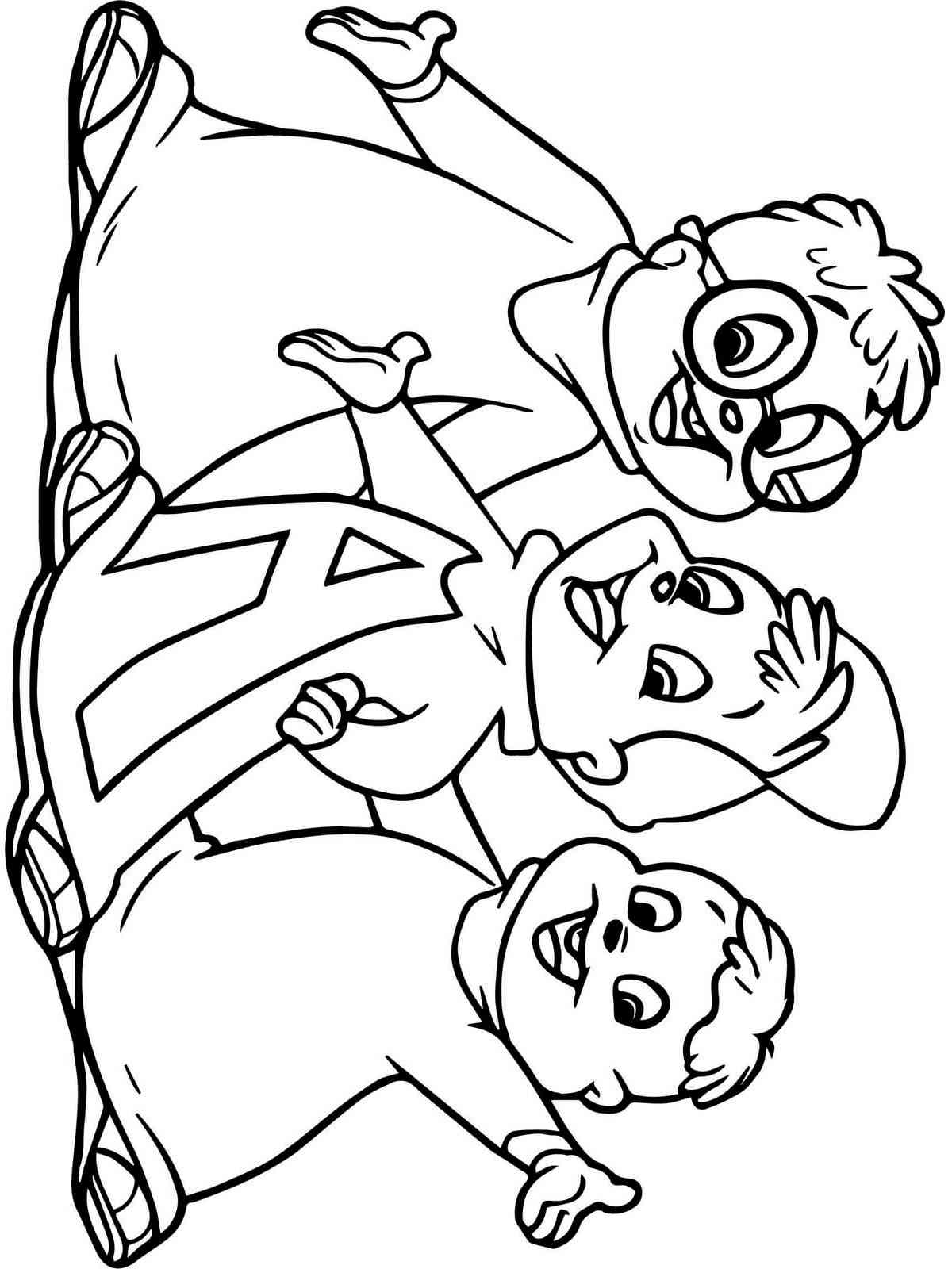 Happy Alvin and the Chipmunks coloring page