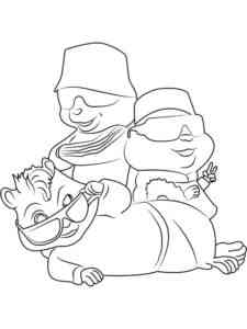Alvin and the Chipmunks in glasses coloring page