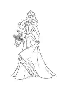 Aurora with a basket of flowers coloring page