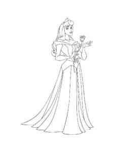 Aurora with a rose coloring page