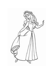 Aurora in a light dress coloring page
