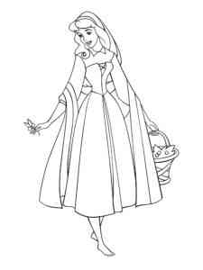 Aurora picking berries coloring page