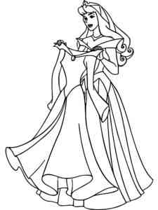 Aurora chooses a dress coloring page