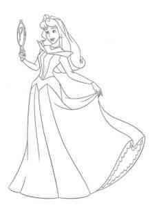 Aurora looks in the mirror coloring page