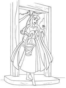Aurora with basket coloring page