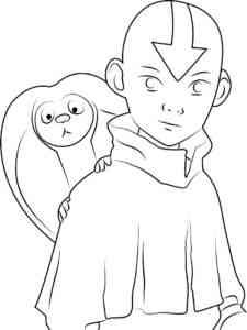 Aang and Momo coloring page