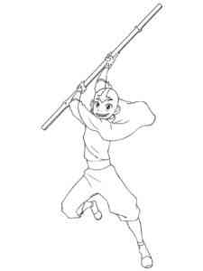 Avatar with staff coloring page