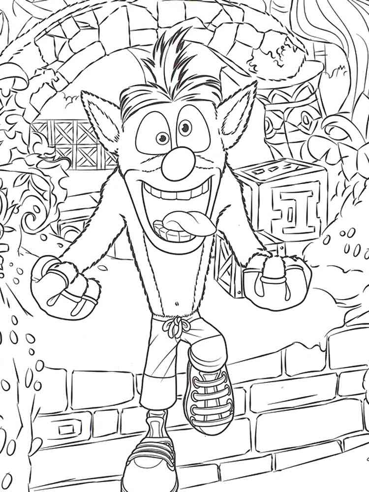 Crazy Crash Bandicoot coloring page