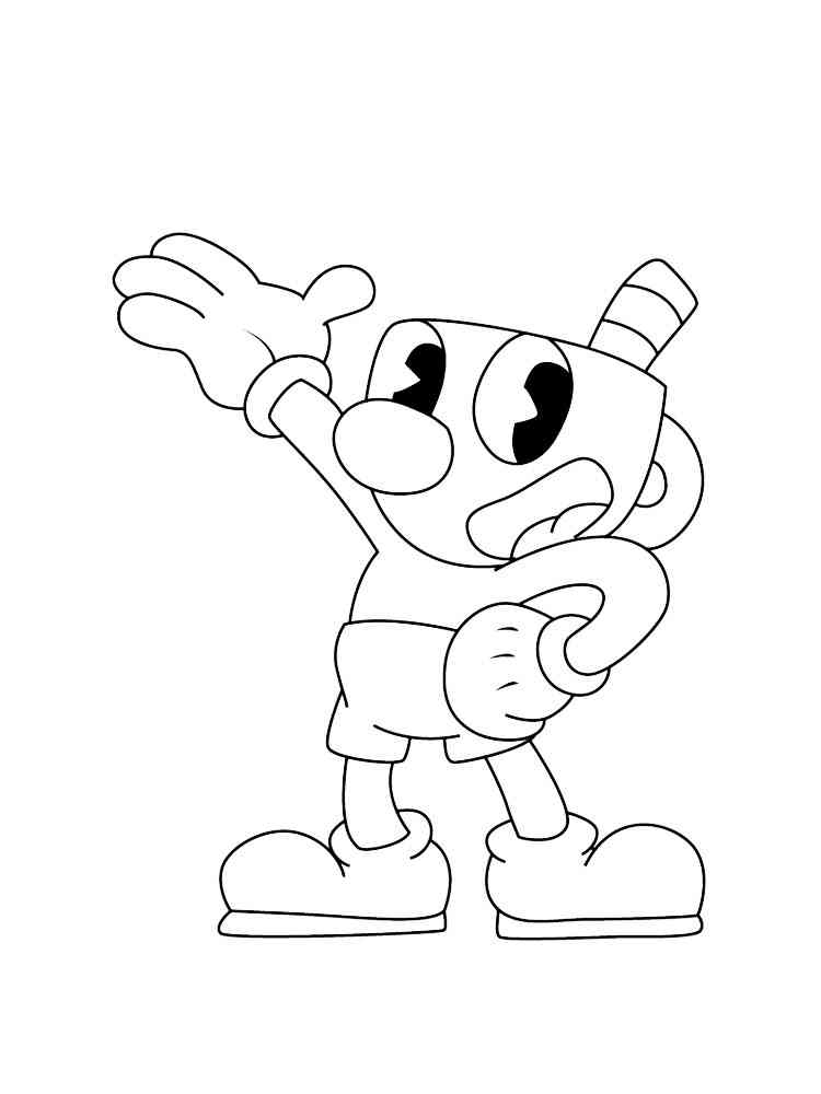 Happy Cuphead coloring page