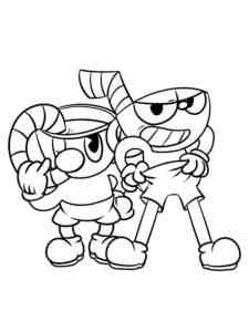 Mugman and Cuphead coloring page