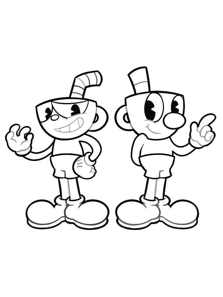 Cuphead and Mugman coloring page