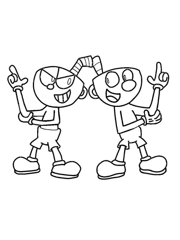 Funny Cuphead and Mugman coloring page