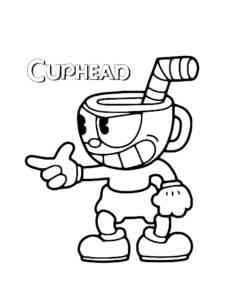 Simple Cuphead coloring page