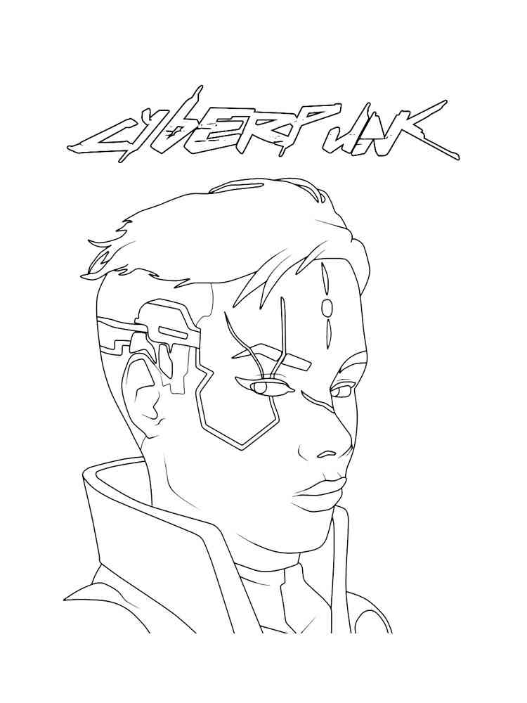 Character from Cyberpunk 2077 coloring page