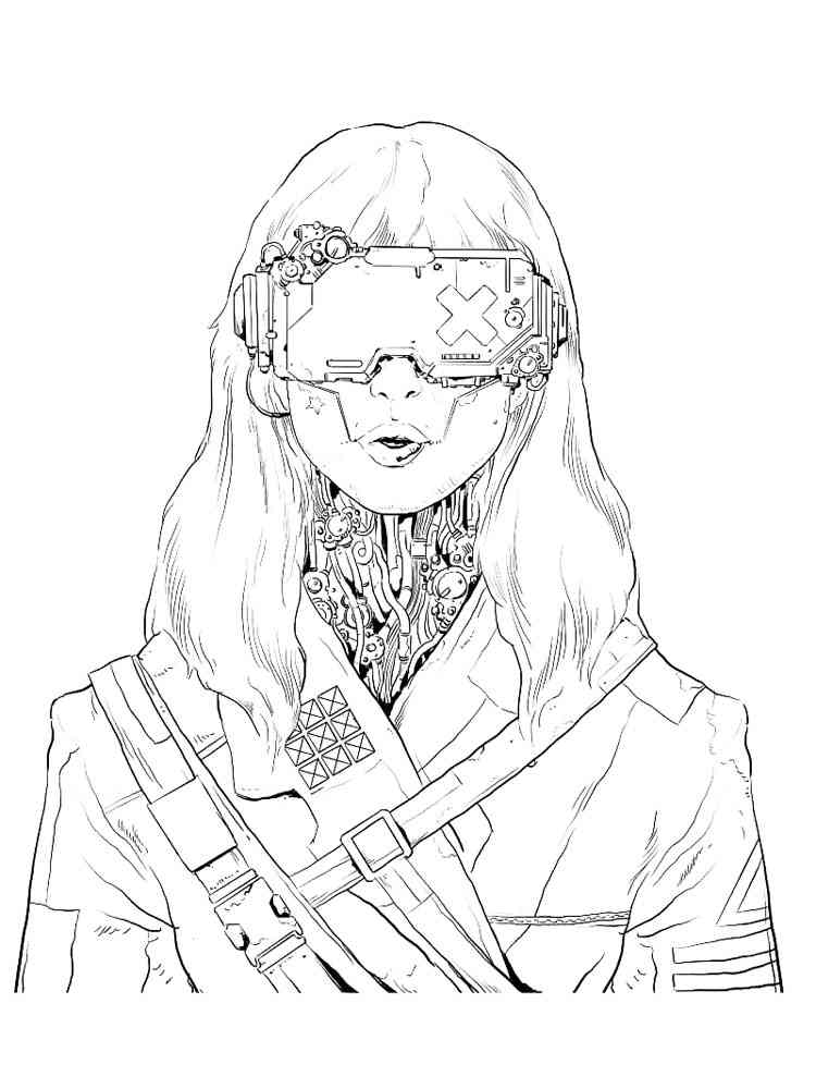 Character Cyberpunk 2077 coloring page