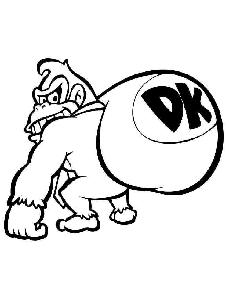 Donkey Kong with a sack coloring page
