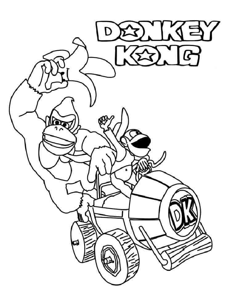 Donkey Kong and Diddy Kong coloring page