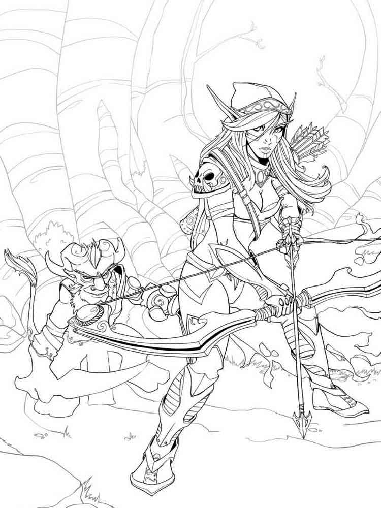Drow Ranger and Riki coloring page