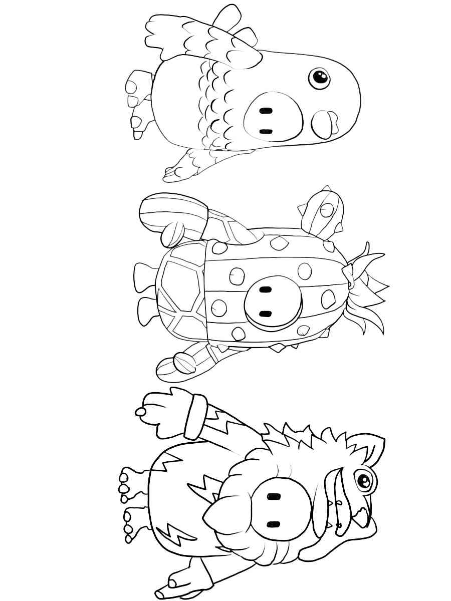 Pigeon, Cactus and Big Bad Fall Guys coloring page