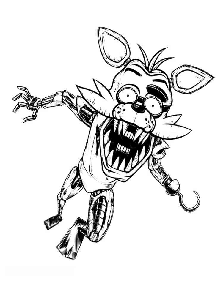 Angry Foxy FNAF coloring page