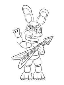 Bonnie with guitar FNAF coloring page