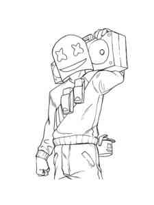 Marshmello Fortnite with speaker coloring page