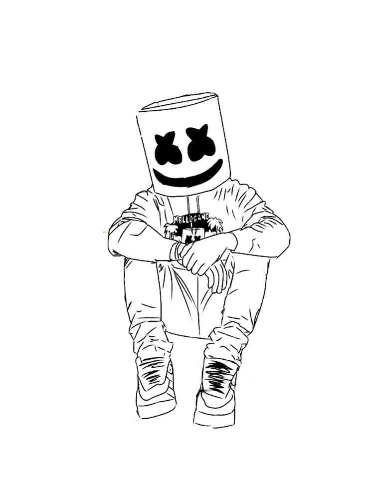 Sitting Marshmello Fortnite coloring page