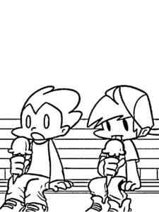 Pico and Boyfriend with Ice Cream FNF coloring page