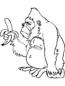 Gorilla holding banana coloring page