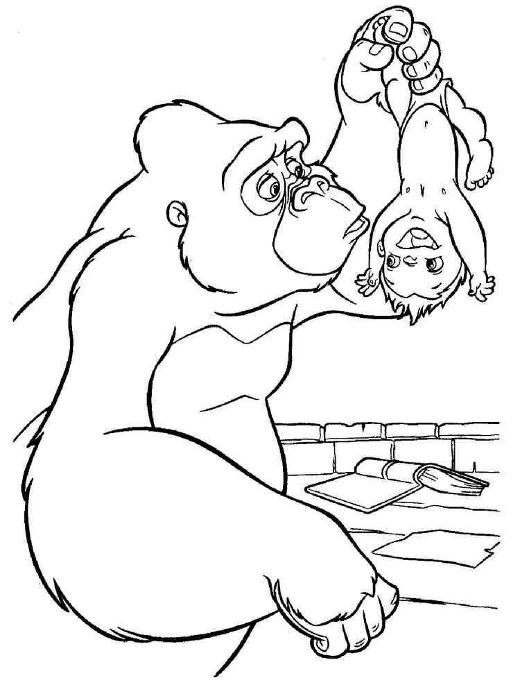 Gorilla holding baby coloring page