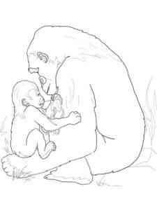 Gorilla with cub coloring page