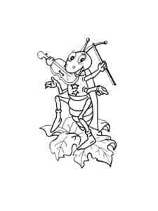 Grasshopper with violin coloring page