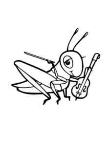 Grasshopper plays violin coloring page